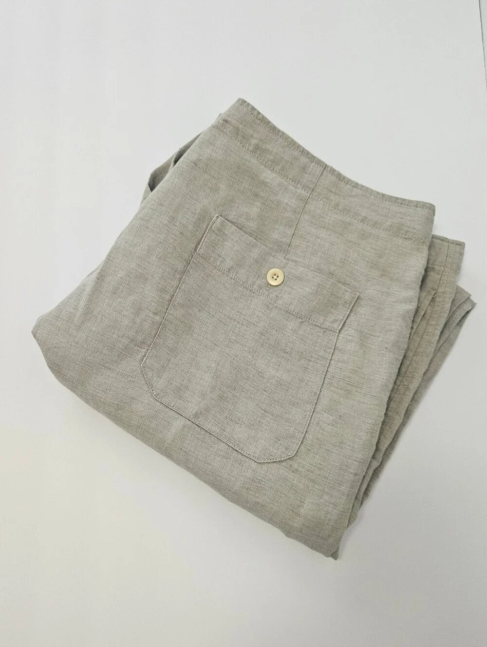 Men's Nautica Explorer 100% LINEN Loose Fit Pants - Sand - Large - LIKE NEW